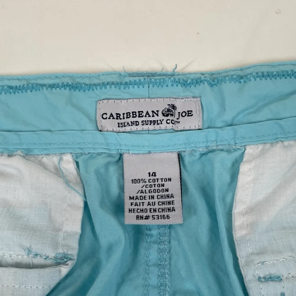 Caribbean Joe Blue Cargo Chino Shorts Womens Size‎ 14